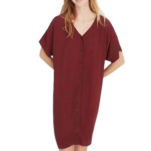 Madewell Button Front Easy Dress in Burgundy